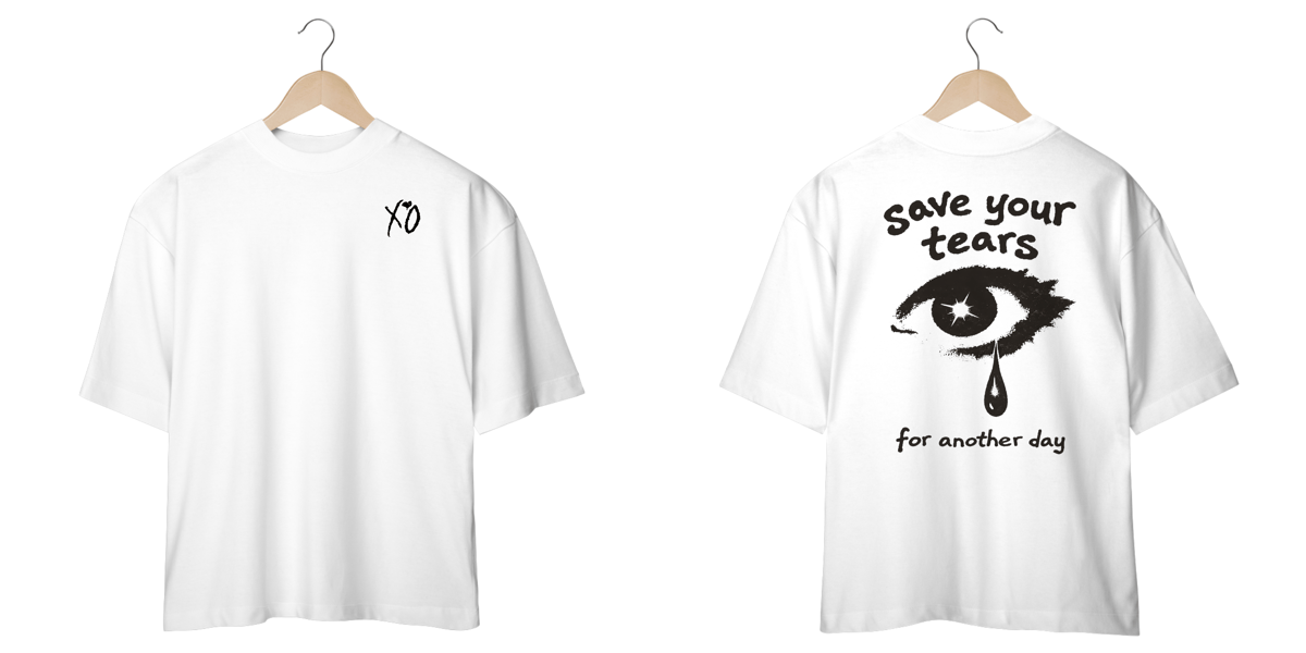 Nome do produto: Camiseta Oversized The Weeknd Save Your Tears (Estampa Frente e Costas)