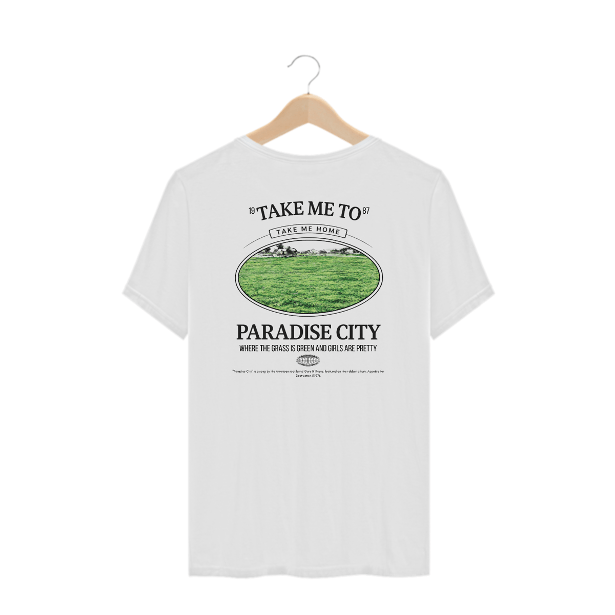 Nome do produto: Camiseta Plus Size Guns N\' Roses Paradise City (Estampa nas Costas)
