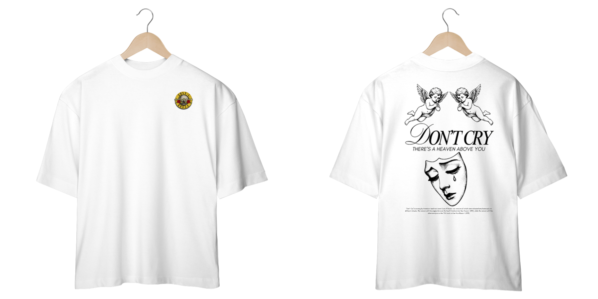 Nome do produto: Camiseta Oversized Guns N\' Roses Don\'t Cry (Estampa Frente e Costas)