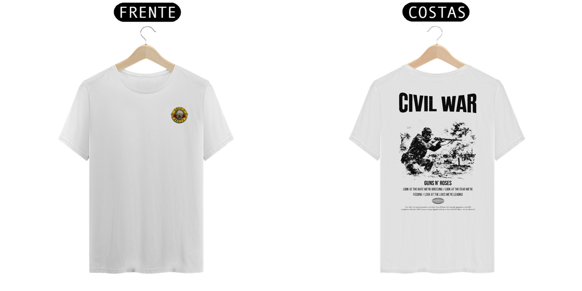 Nome do produto: Camiseta Guns N\' Roses Civil War (Estampa Frente e Costas)