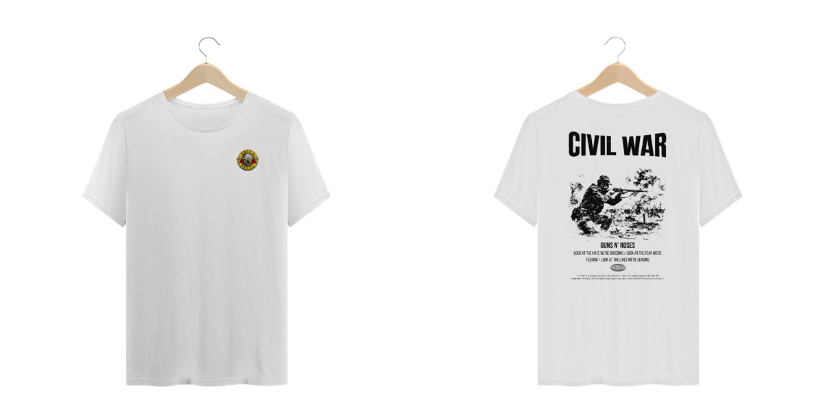 Nome do produto: Camiseta Plus Size Guns N\' Roses Civil War (Estampa Frente e Costas)