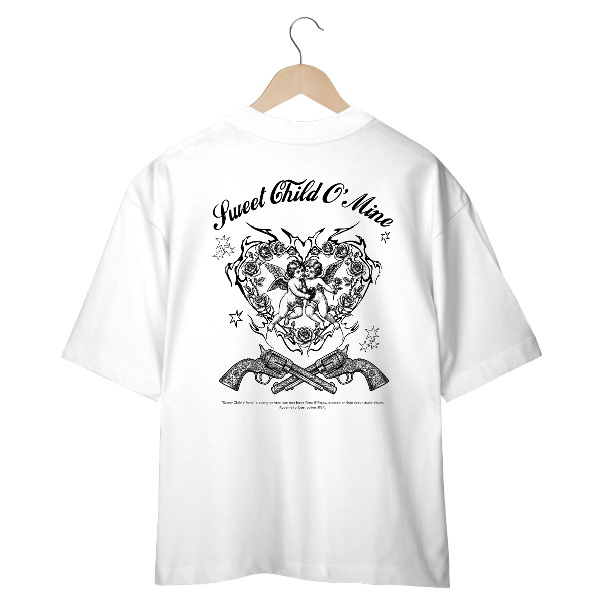 Nome do produto: Camiseta Oversized Guns N\' Roses Sweet Child O\' Mine V2 (Estampa nas Costas)