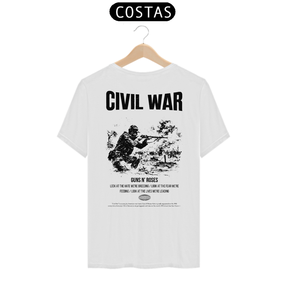 Nome do produto: Camiseta Guns N\' Roses Civil War (Estampa nas Costas)