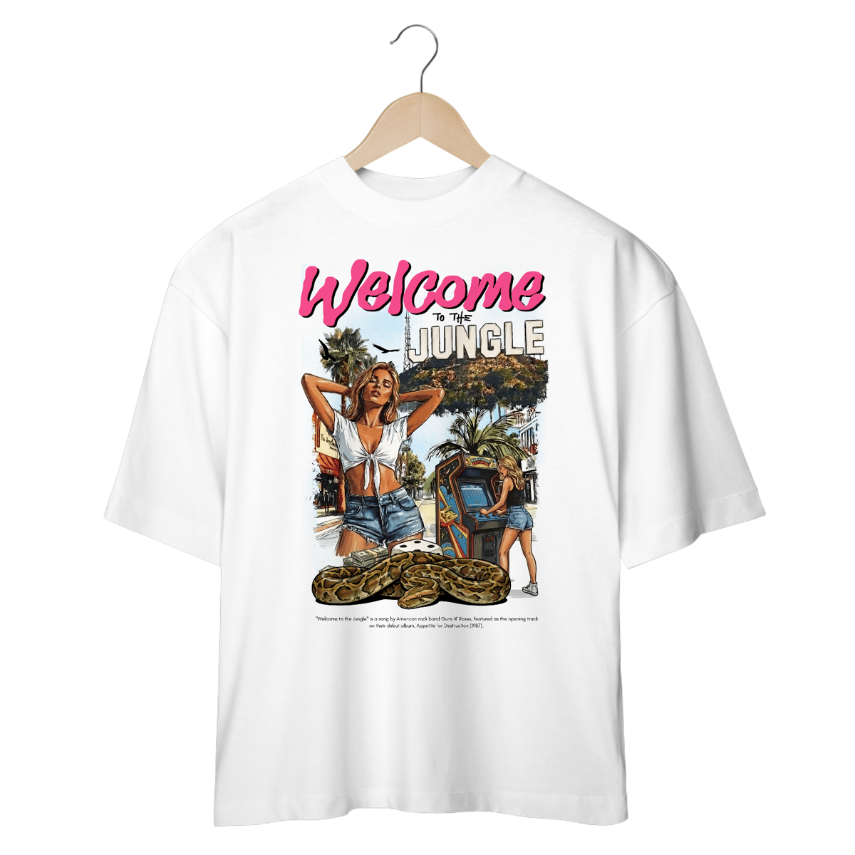 Nome do produto: Camiseta Oversized Guns N\' Roses Welcome to the Jungle V2