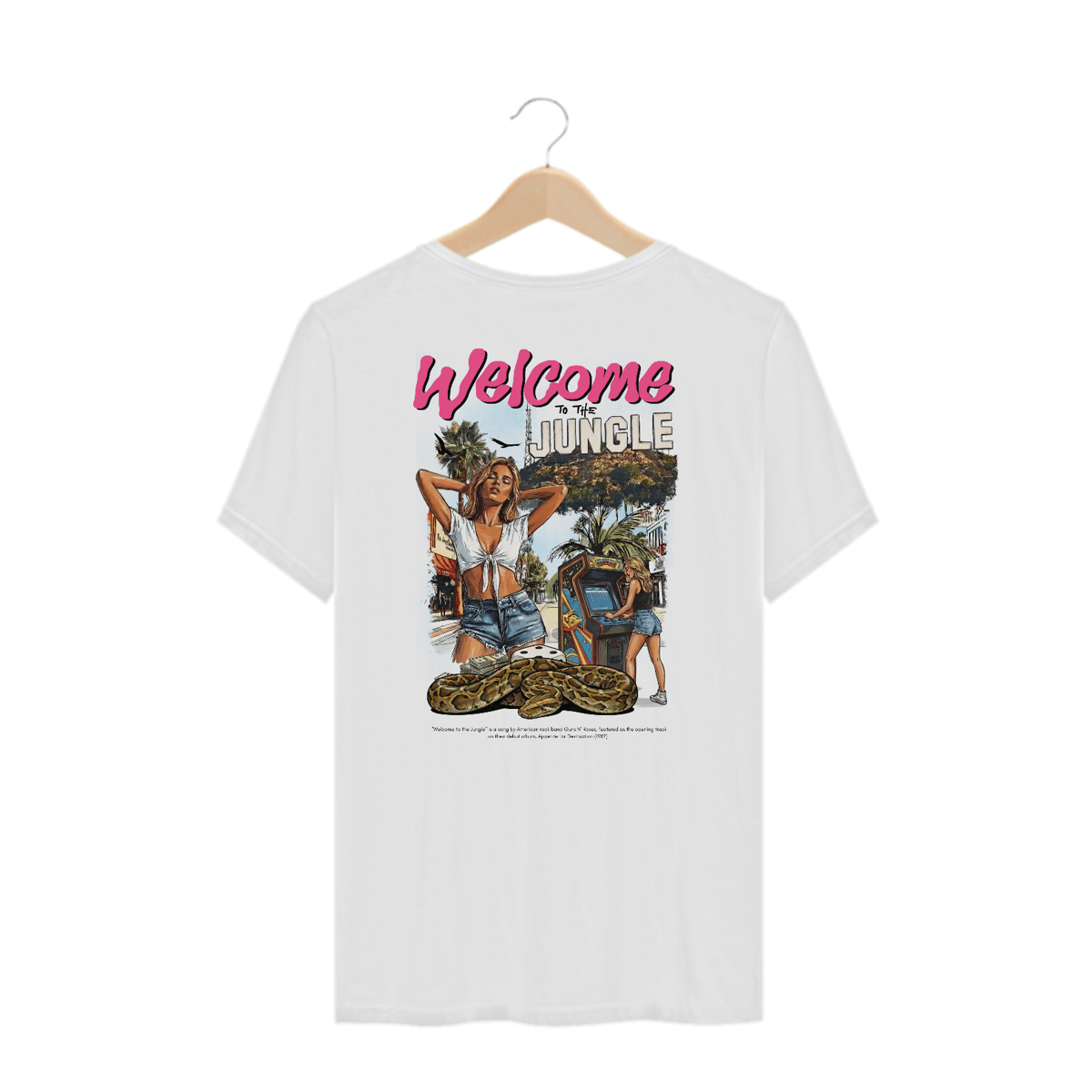 Nome do produto: Camiseta Plus Size Guns N\' Roses Welcome to the Jungle V2 (Estampa nas Costas)