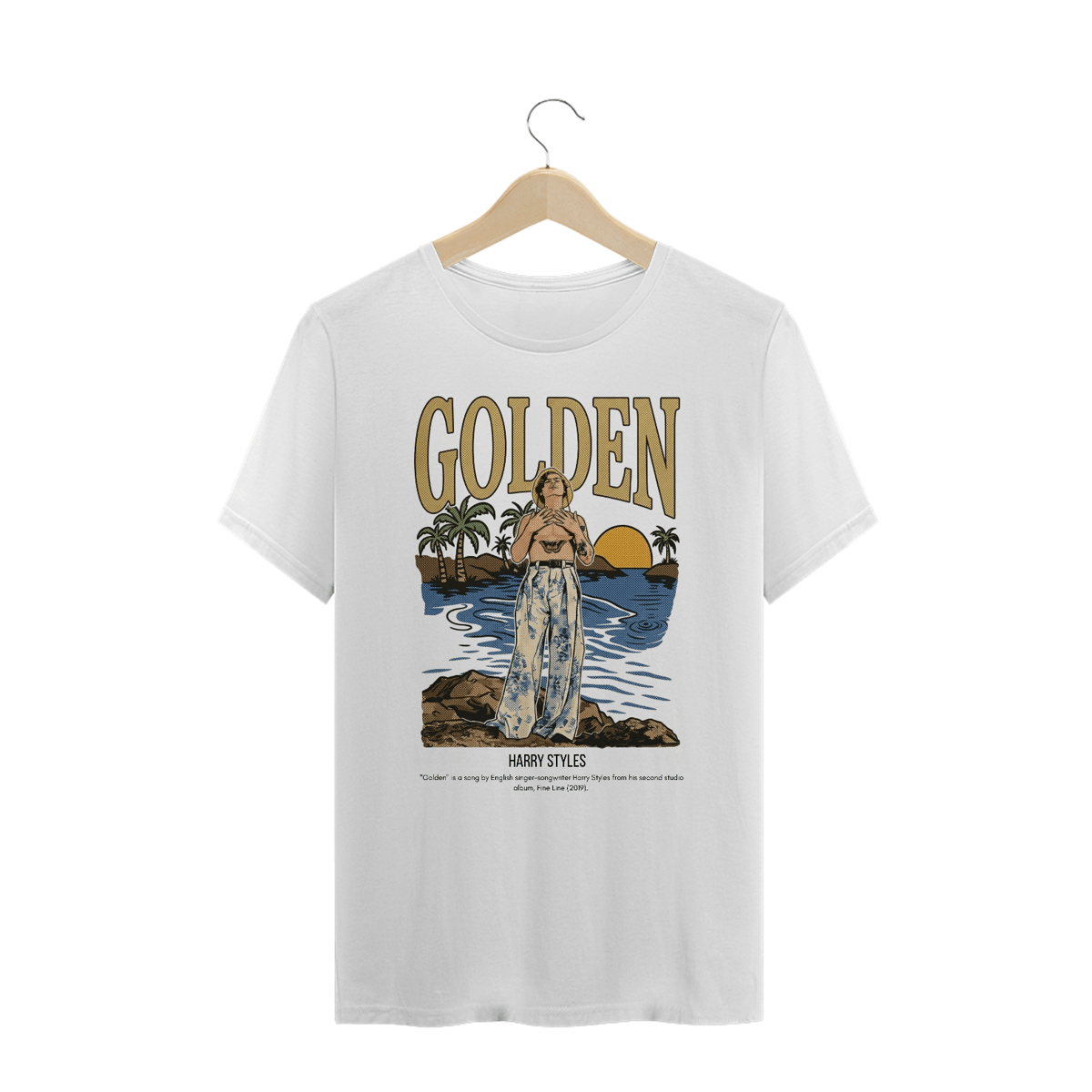 Nome do produto: Camiseta Plus Size Harry Styles Golden