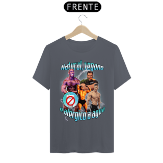 Nome do produto Camiseta Natural, Vegano e Alérgico a Água (Estampa na Frente)