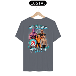 Nome do produto Camiseta Natural, Vegano e Alérgico a Água (Estampa nas Costas)
