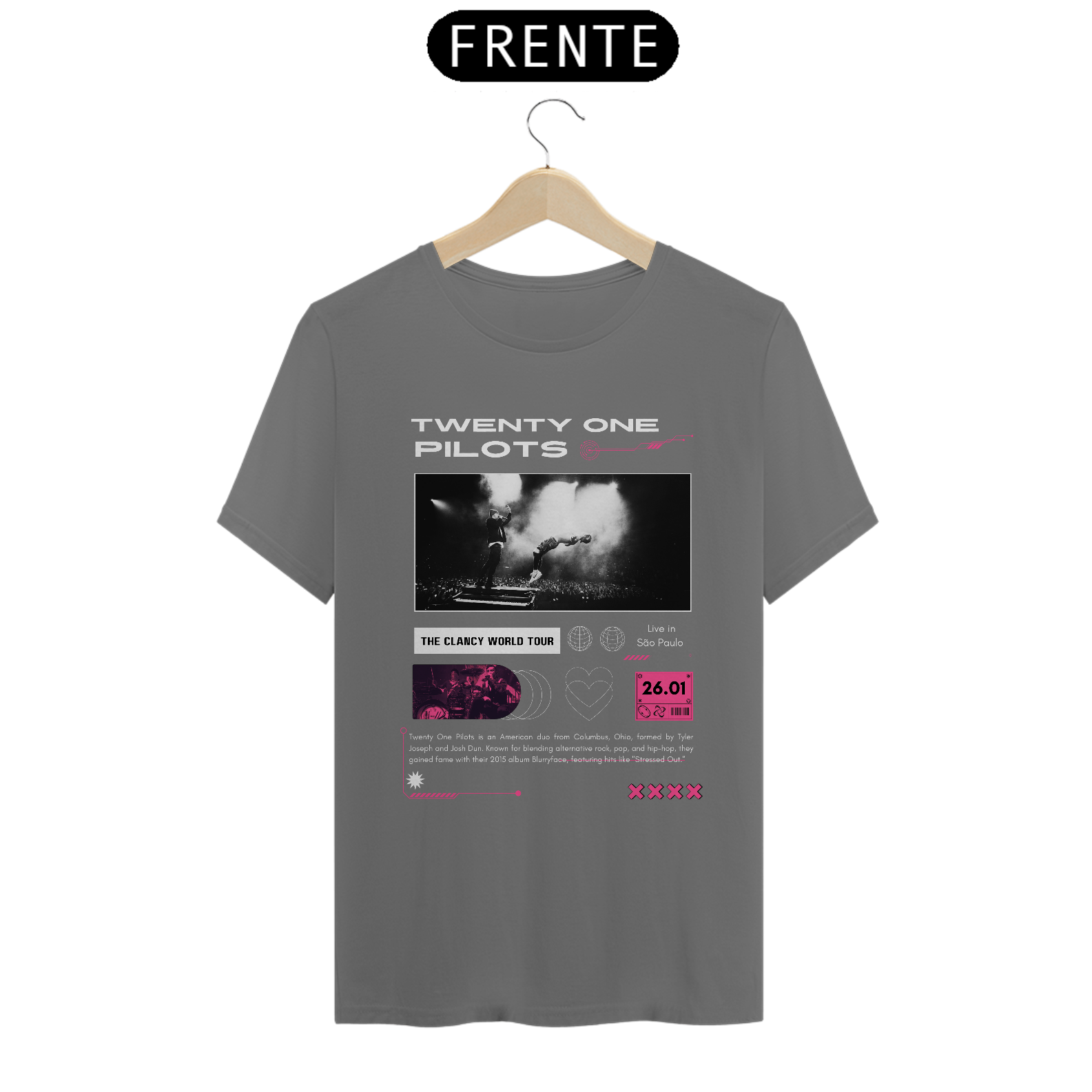 Camiseta Estonada Twenty One Pilots São Paulo 26.01