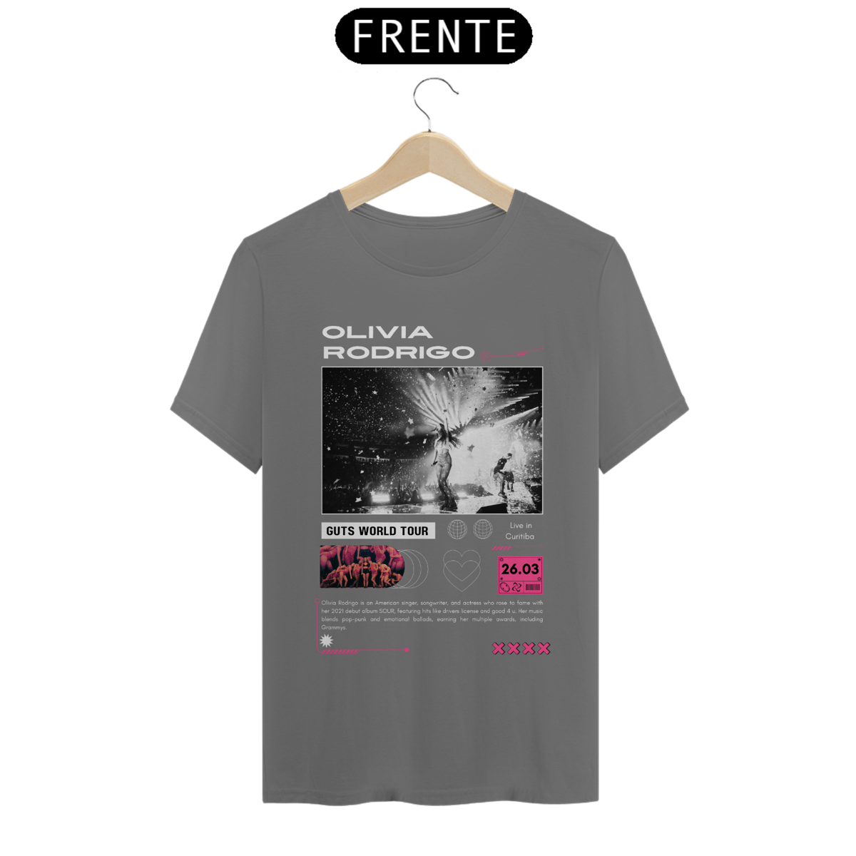 Nome do produto: Camiseta Estonada Olivia Rodrigo 26.03 Curitiba