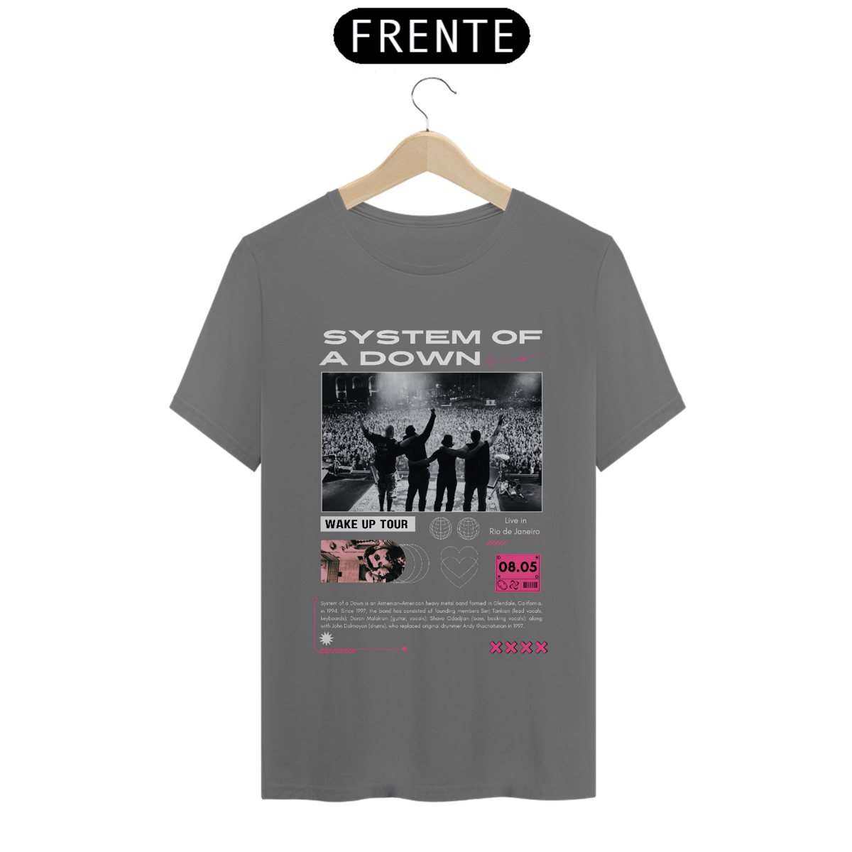 Nome do produto: Camiseta Estonada System Of a Down Rio de Janeiro 08.05