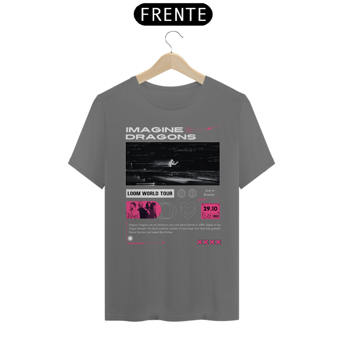 Nome do produto: Camiseta Estonada Imagine Dragons Brasília 29.10