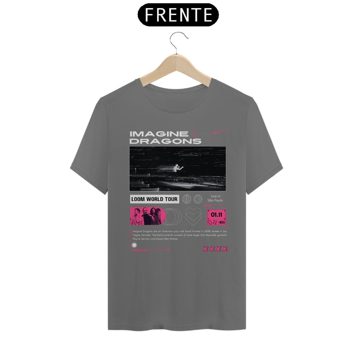 Nome do produto: Camiseta Estonada Imagine Dragons São Paulo 01.11