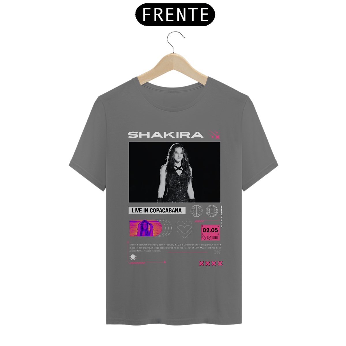 Nome do produto: Camiseta Estonada Shakira Live in Copacabana 02.05