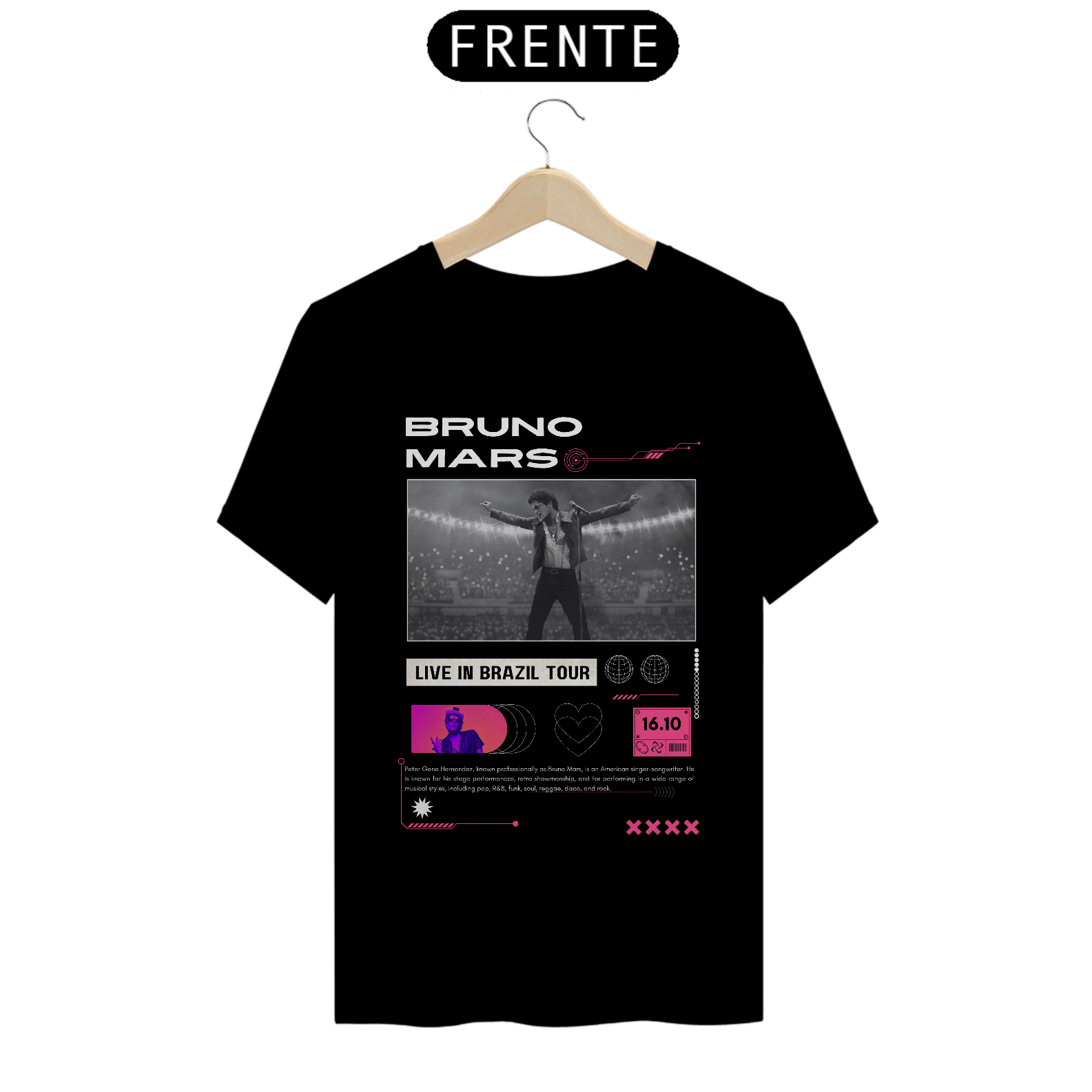 Camiseta Bruno Mars Rio de Janeiro 16.10