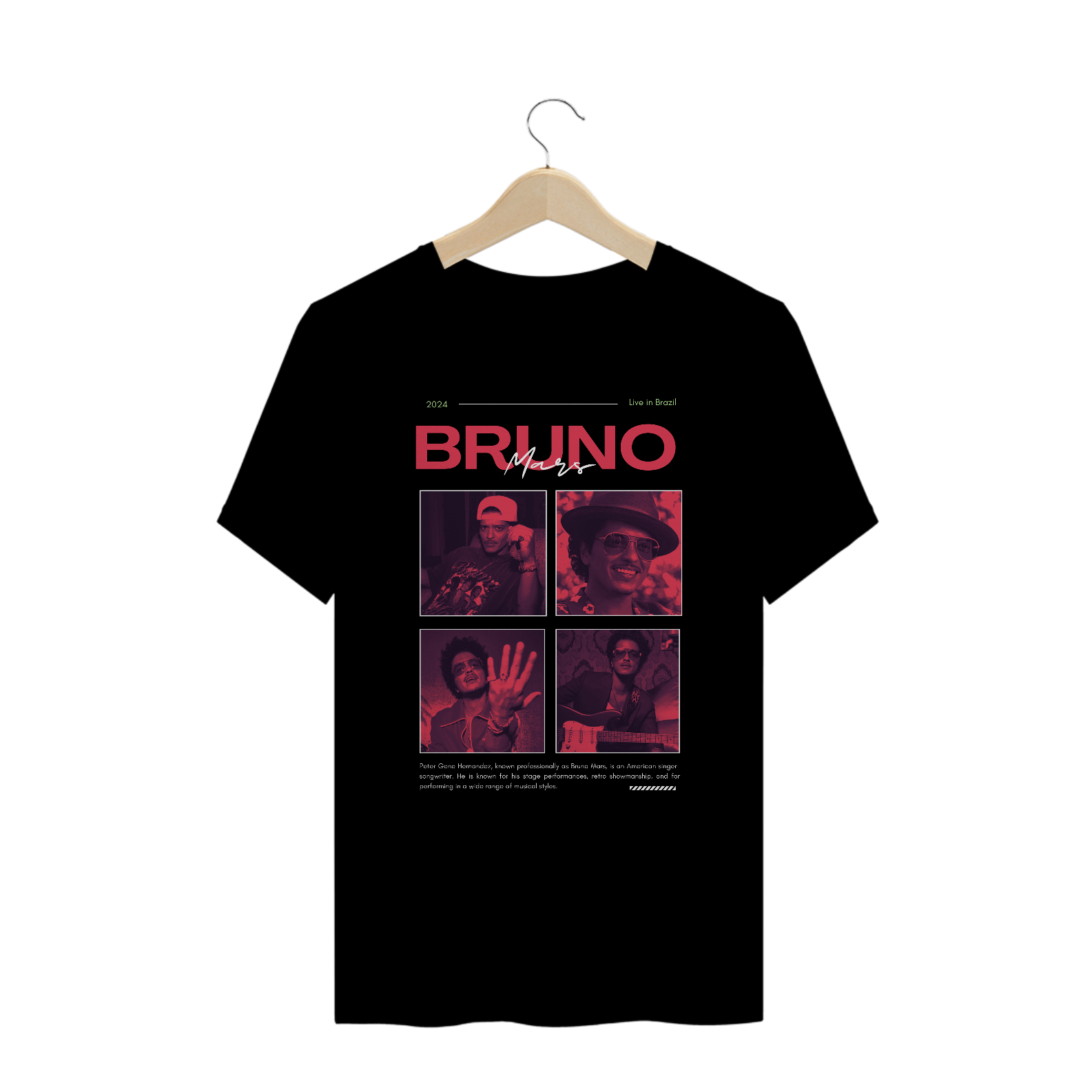 Camiseta Plus Size Bruno Mars Live in Brazil 2024