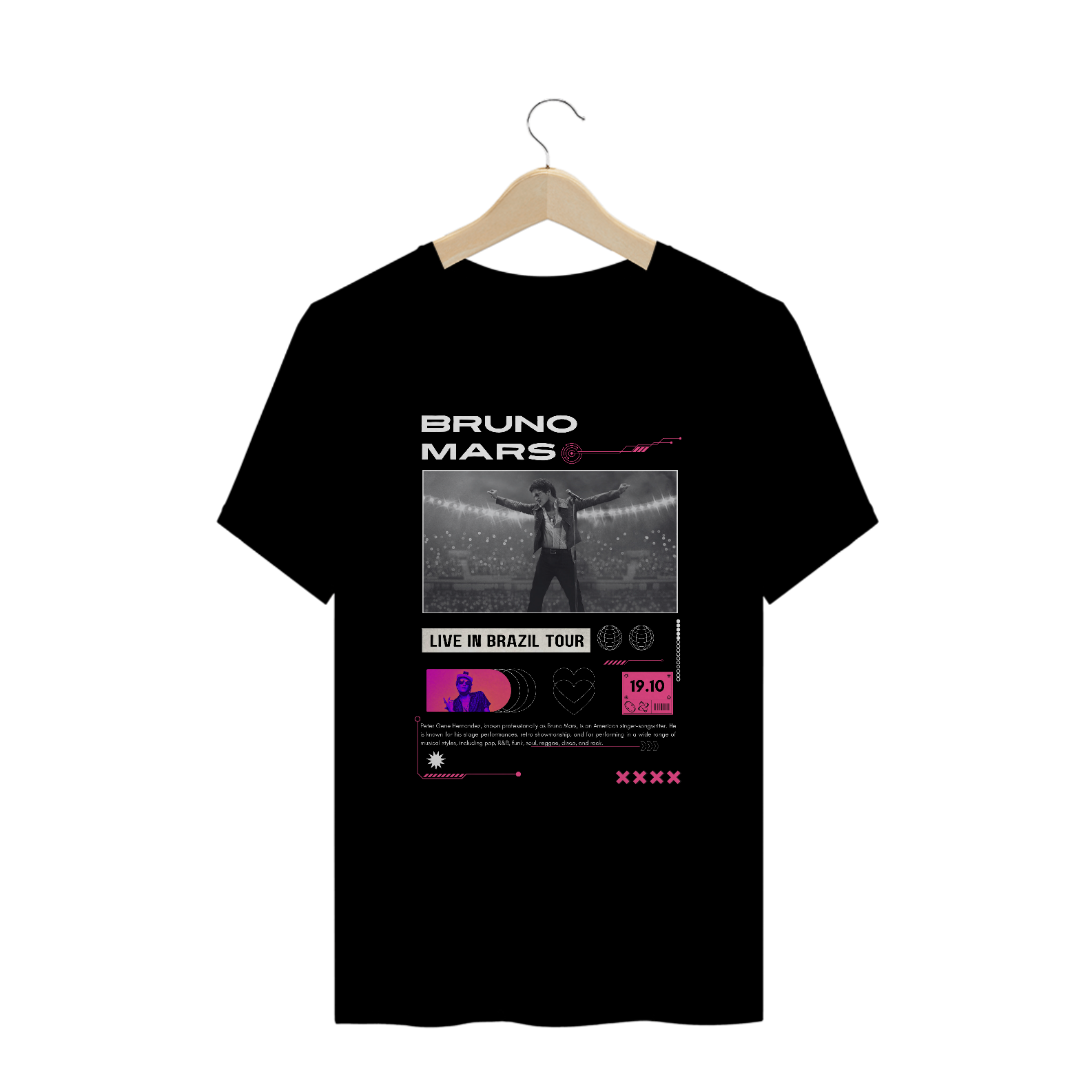 Camiseta Plus Size Bruno Mars Rio de Janeiro 19.10