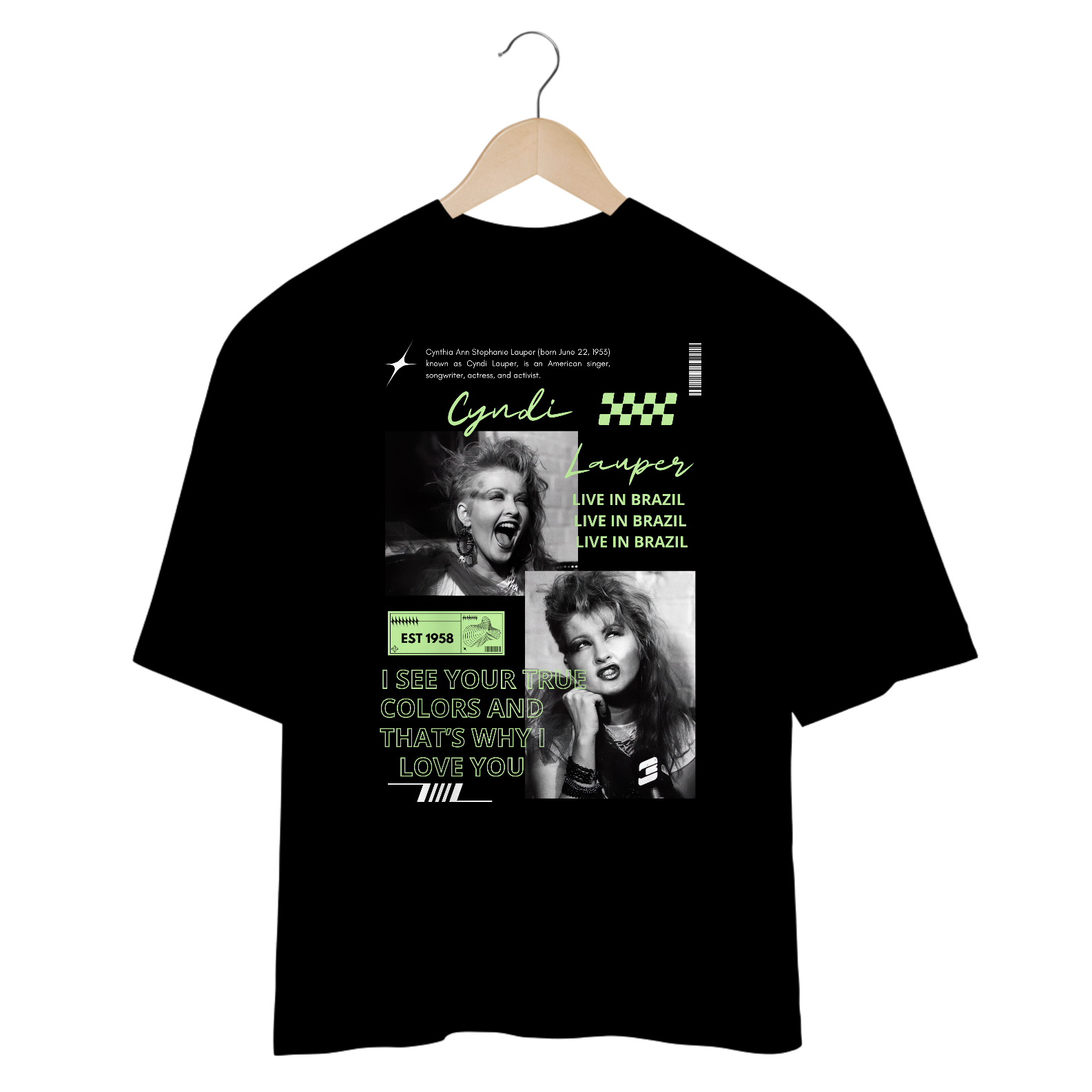 Camiseta Oversized Cyndi Lauper Live in Brazil