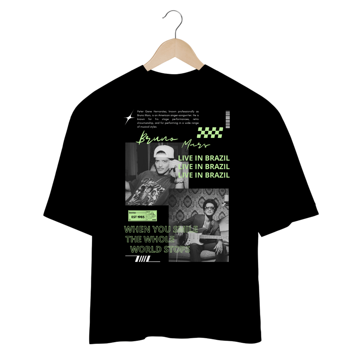 Nome do produto: Camiseta Oversized Bruno Mars Live in Brazil