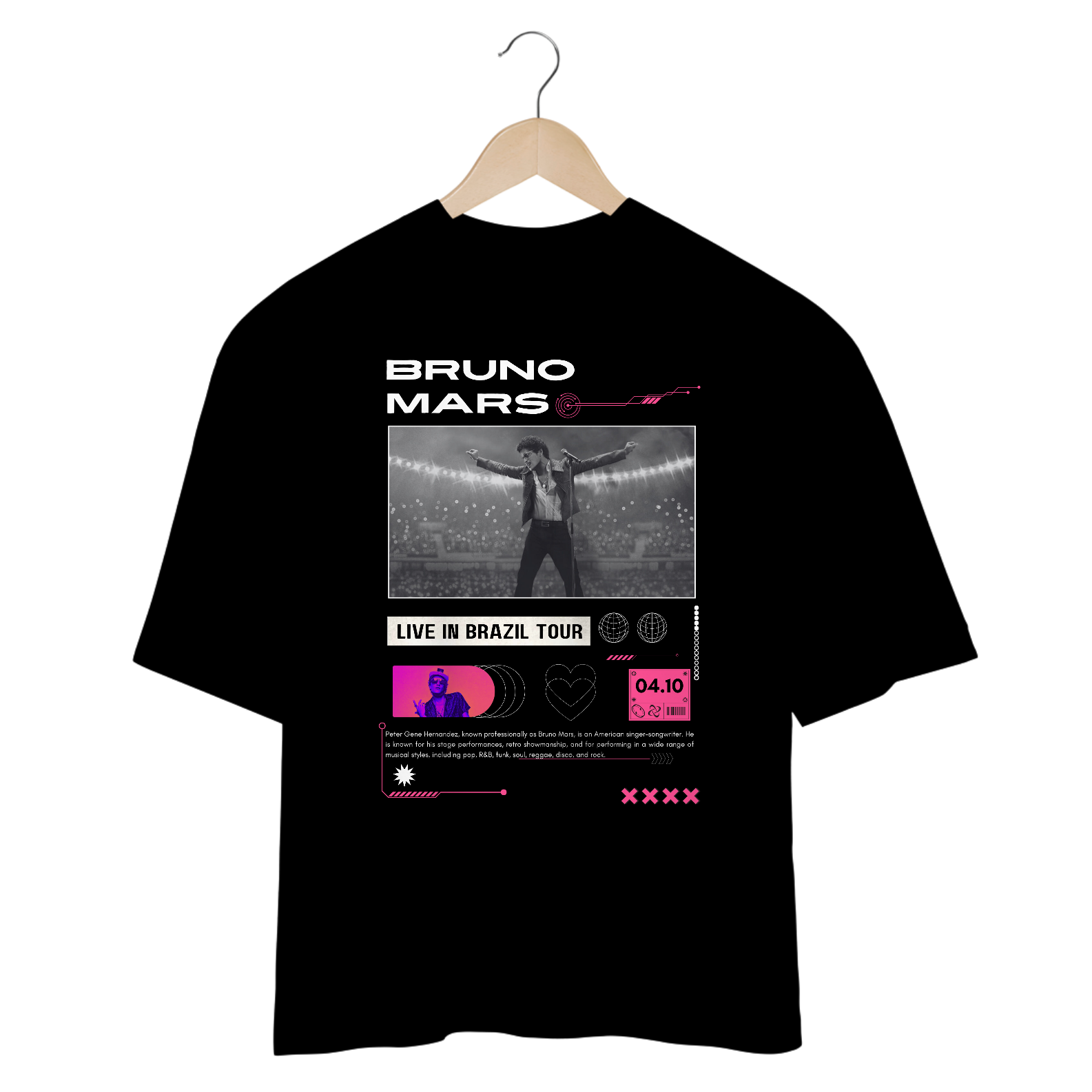 Camiseta Oversized Bruno Mars São Paulo 04.10