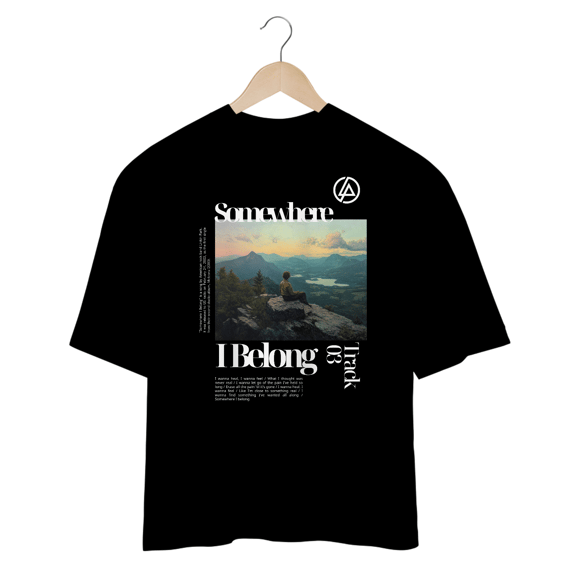 Camiseta Oversized Linkin Park Somewhere I Belong (Preta)