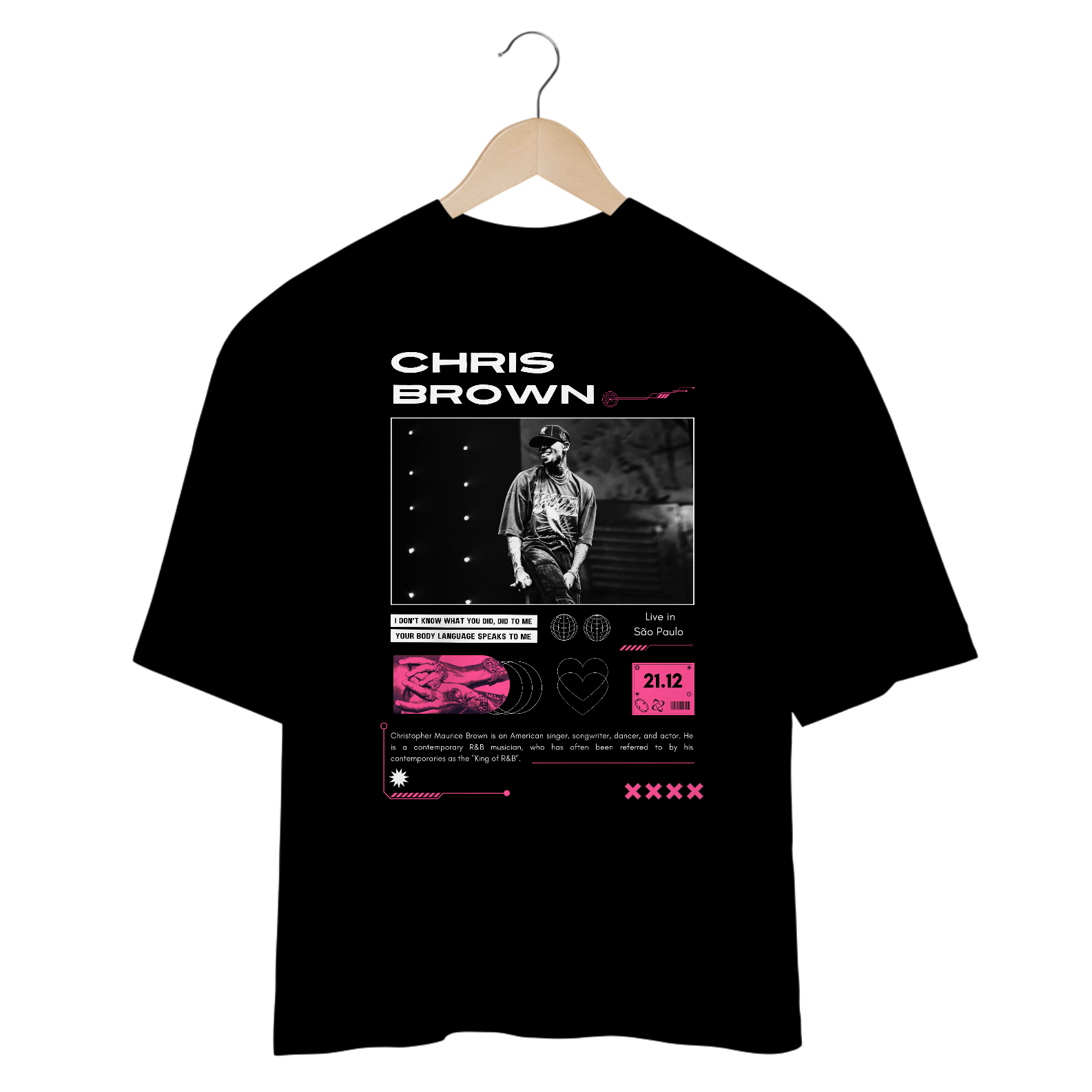 Camiseta Oversized Chris Brown Live in São Paulo 21.12