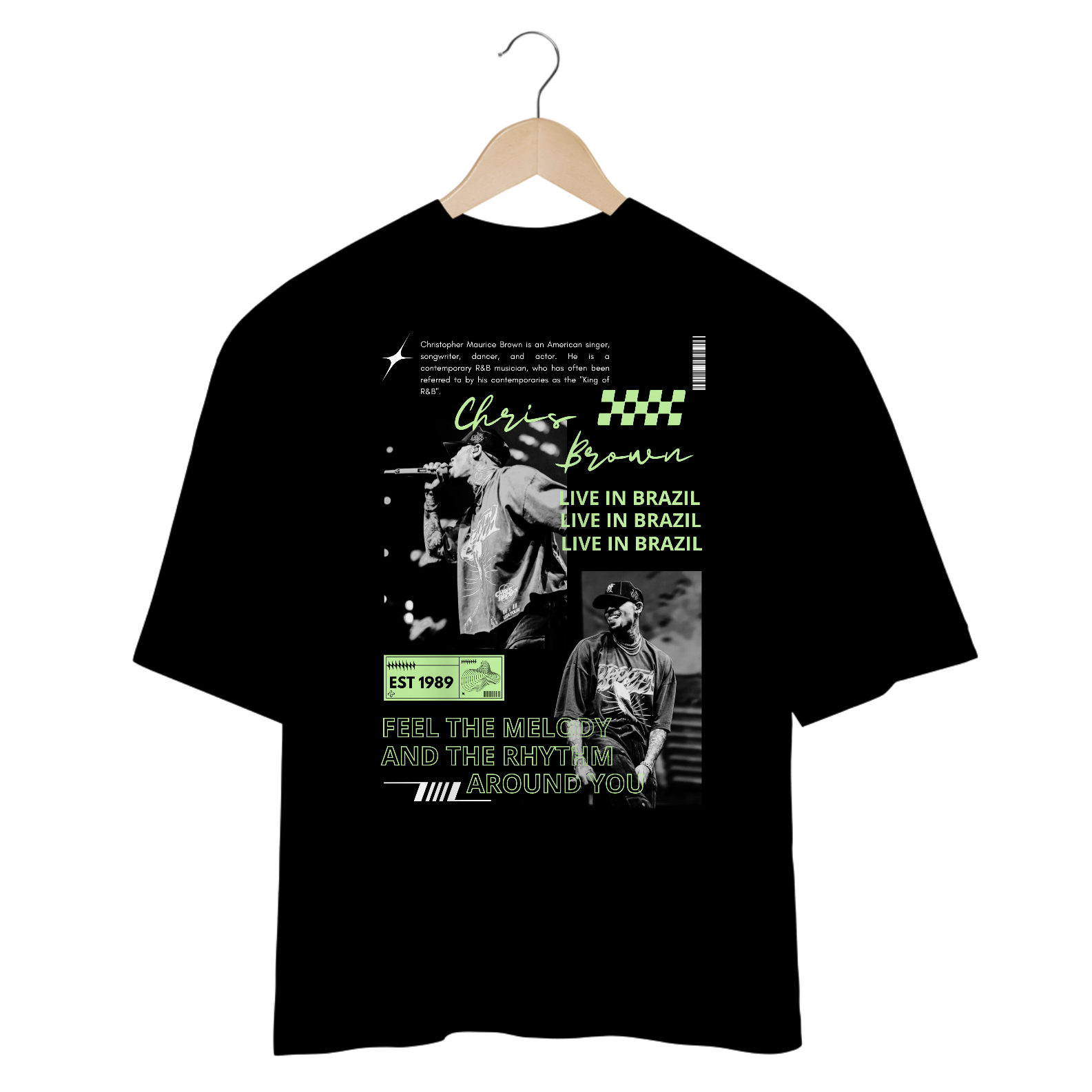 Camiseta Oversized Chris Brown Live in Brazil