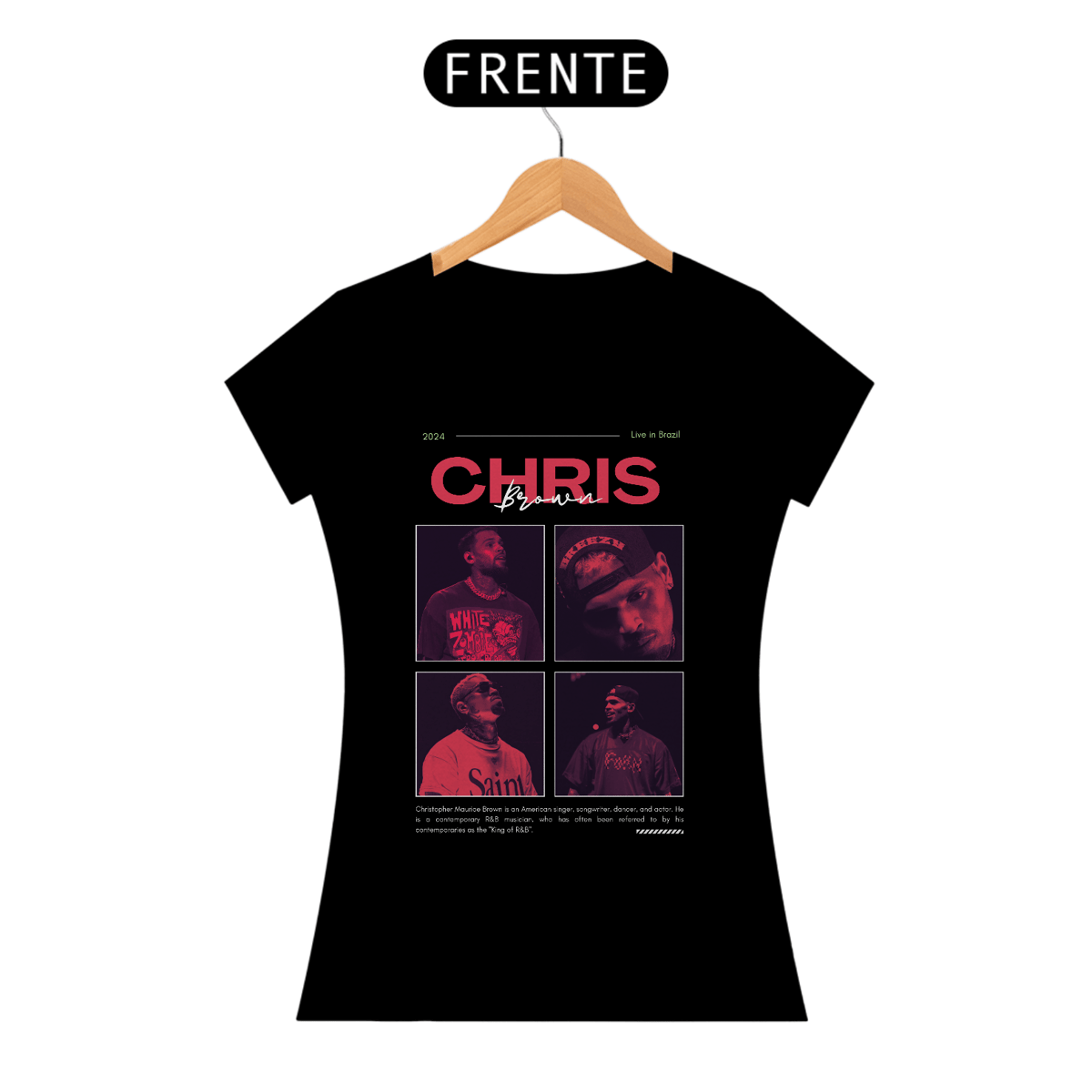 Nome do produto: Baby Look Chris Brown Live in Brazil 2024