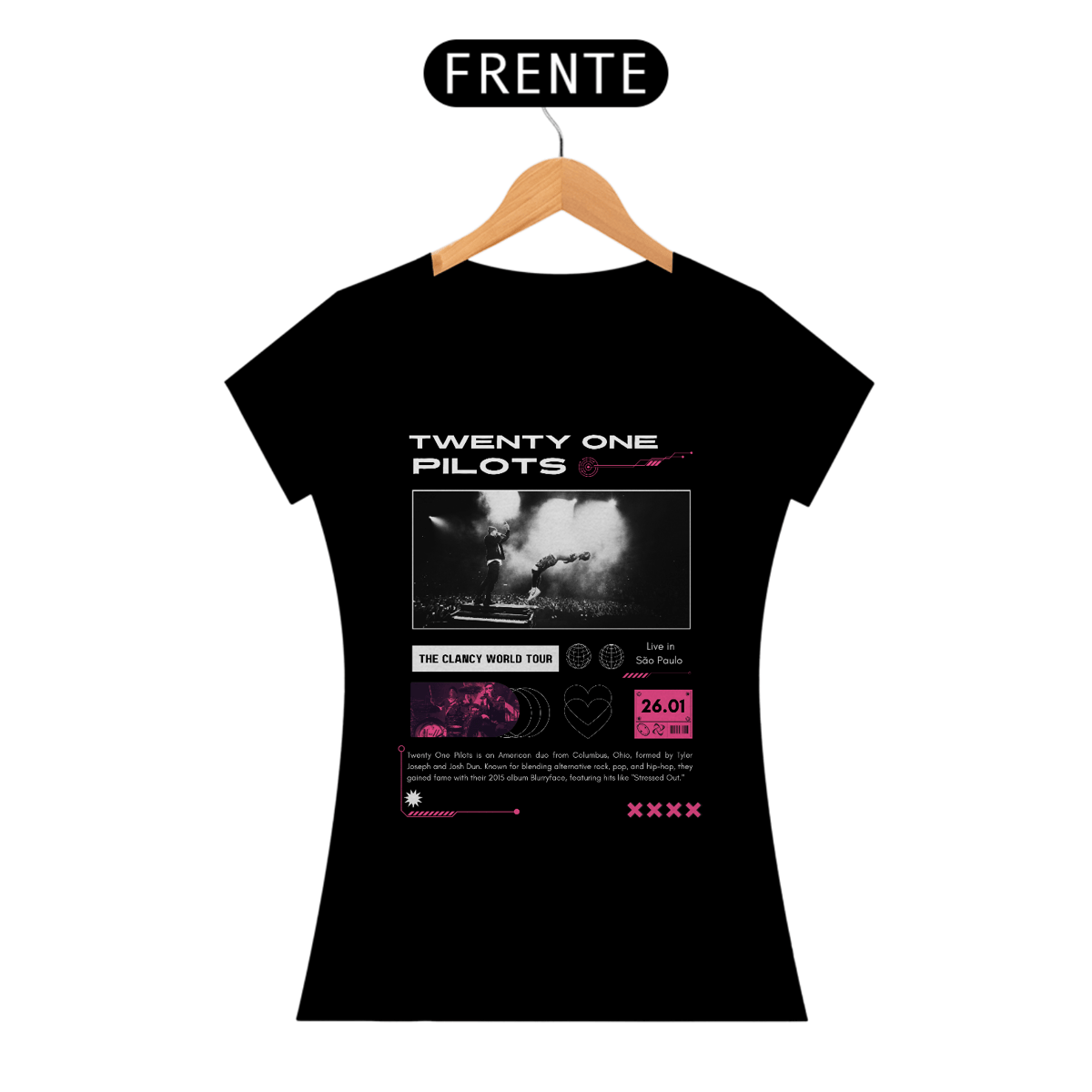 Nome do produto: Baby Look Twenty One Pilots São Paulo 26.01