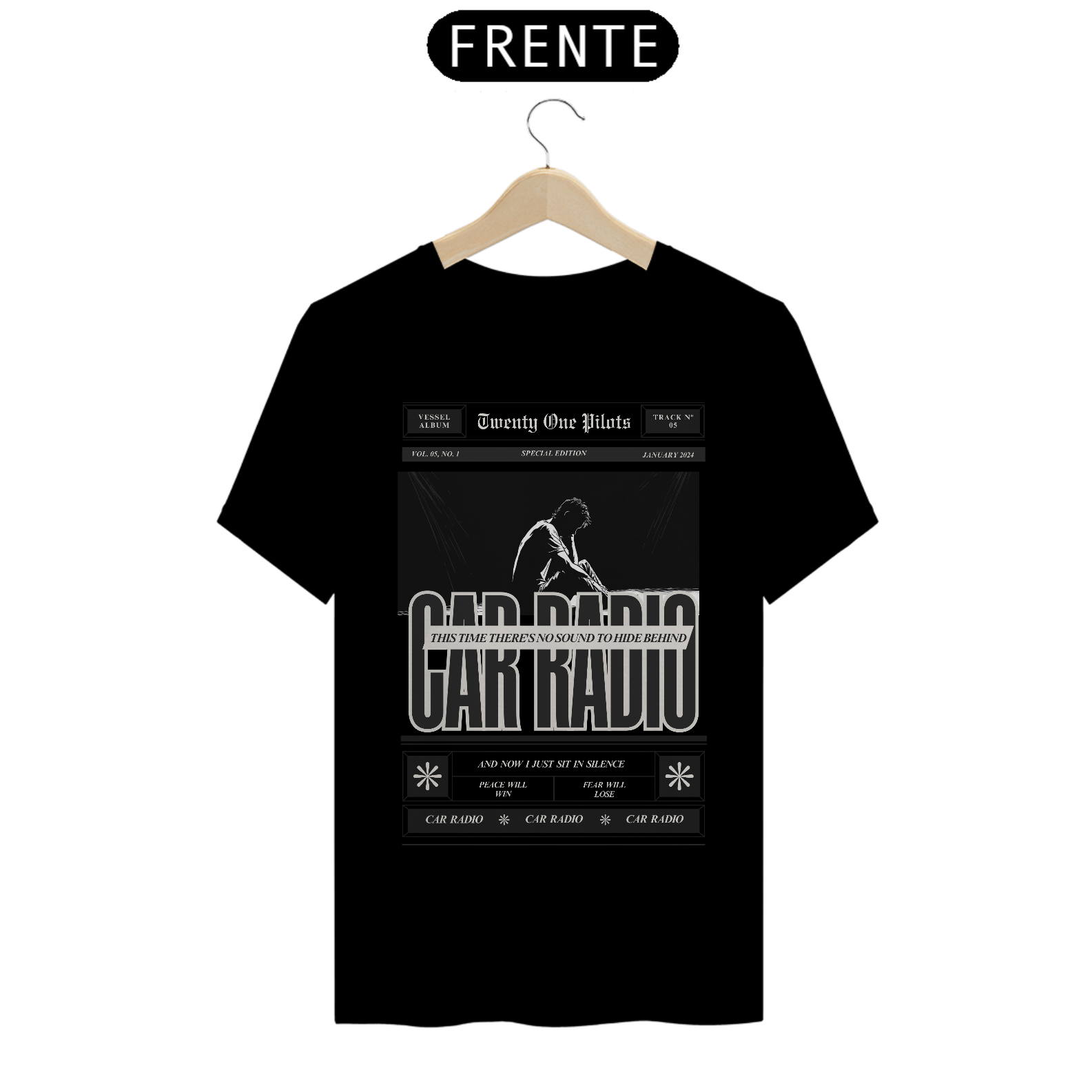 Camiseta Twenty One Pilots Car Radio (Preta)