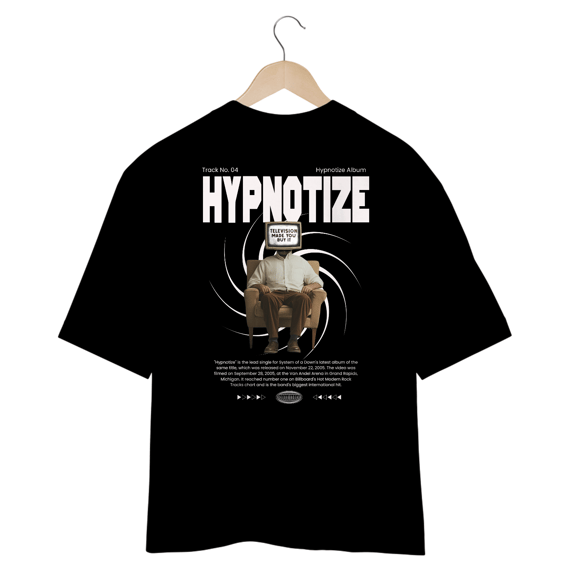 Camiseta Oversized System of a Down Hypnotize (Preta, Estampa nas Costas)