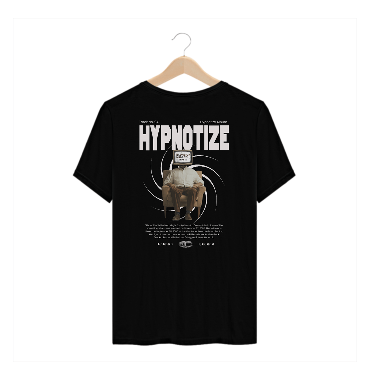 Nome do produto: Camiseta Plus Size System of a Down Hypnotize (Preta, Estampa nas Costas)