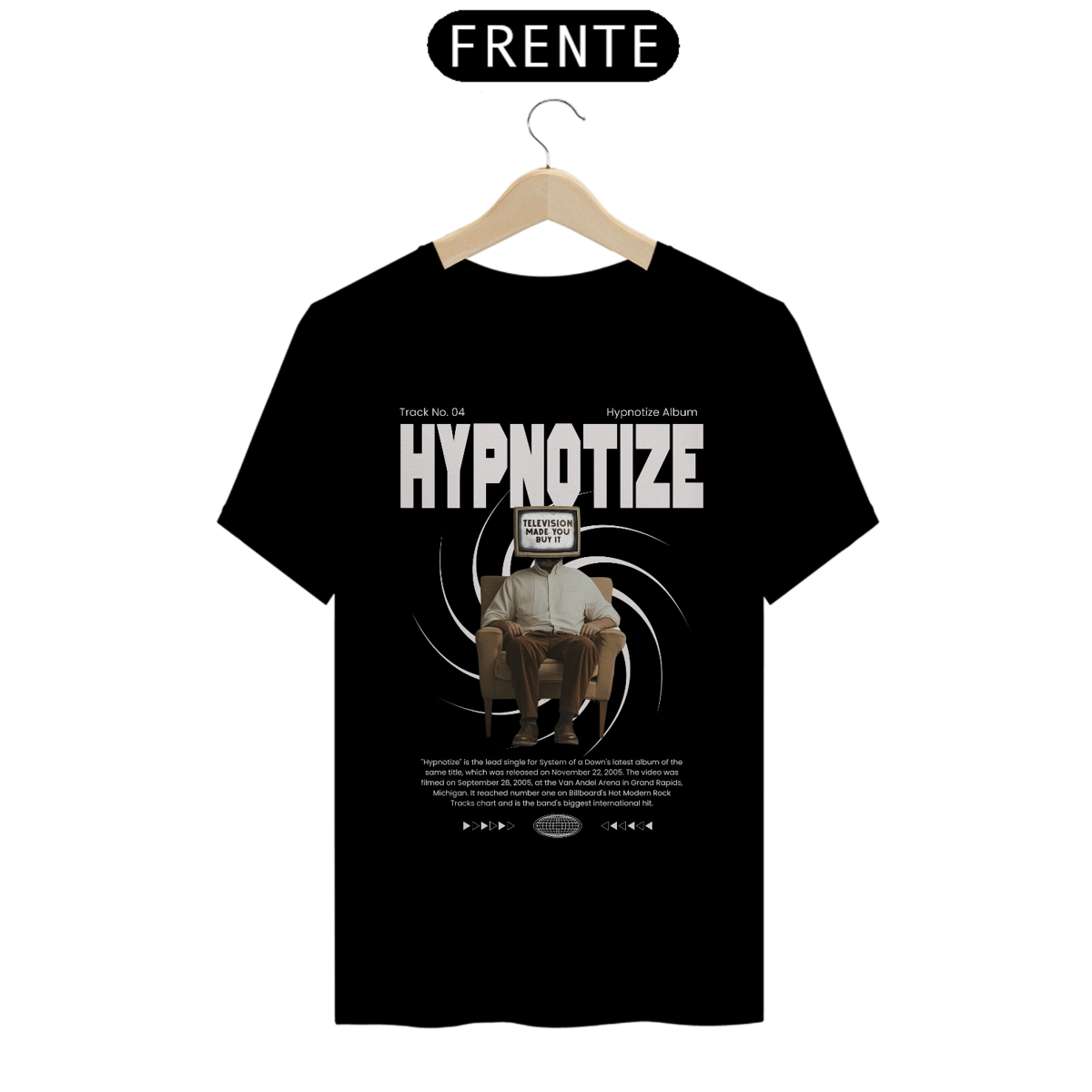 Nome do produto: Camiseta System of a Down Hypnotize (Preta, Estampa Frente)