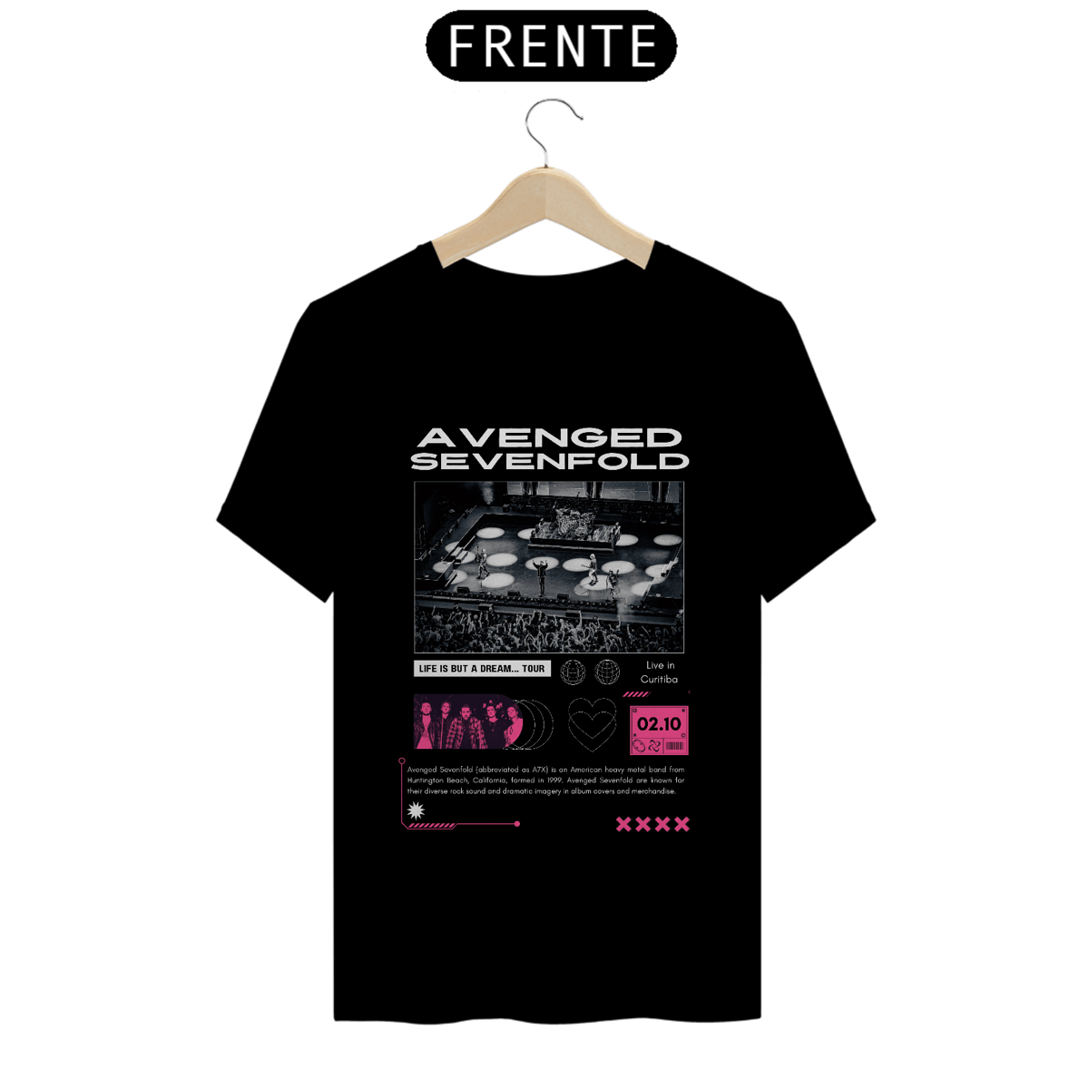 Nome do produto: Camiseta Avenged Sevenfold Curitiba 02.10