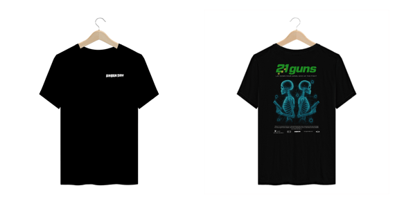 Camiseta Plus Size Green Day 21 Guns (Estampa Frente e Costas)