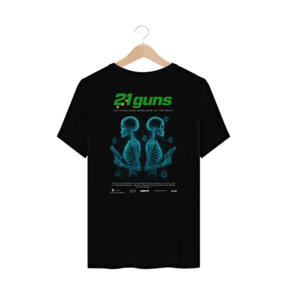 Camiseta Plus Size Green Day 21 Guns (Estampa nas Costas)