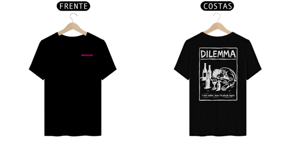 Camiseta Green Day Dilemma (Preta, Estampa Frente e Costas)