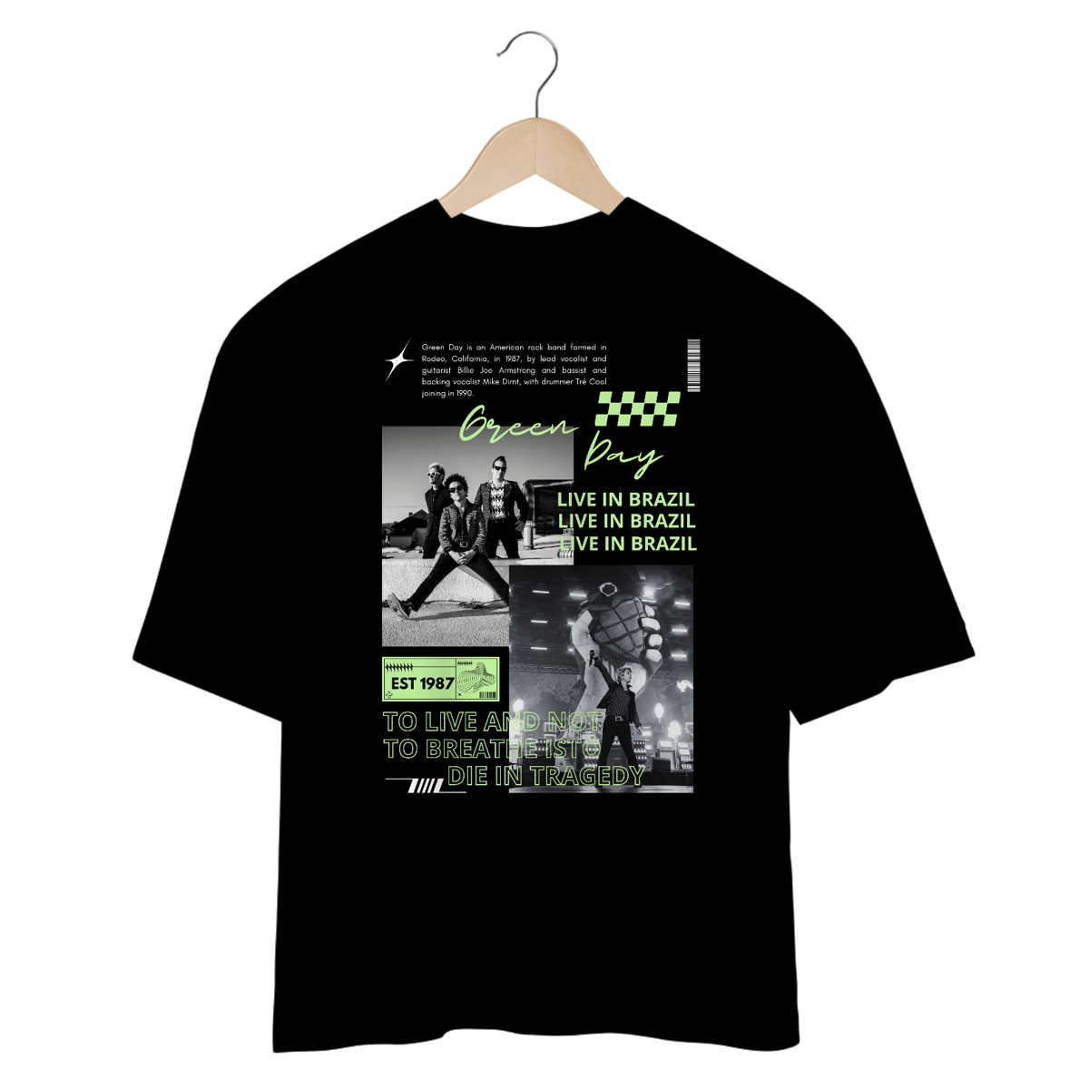 Nome do produto: Camiseta Oversized Green Day Live in Brazil