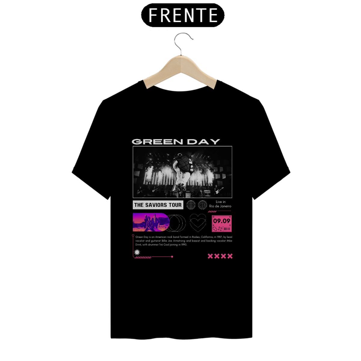 Nome do produto: Camiseta Green Day Live in Rio de Janeiro 09.09
