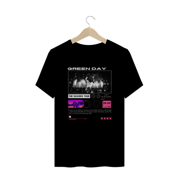 Camiseta Plus Size Green Day Live in Rio de Janeiro 09.09