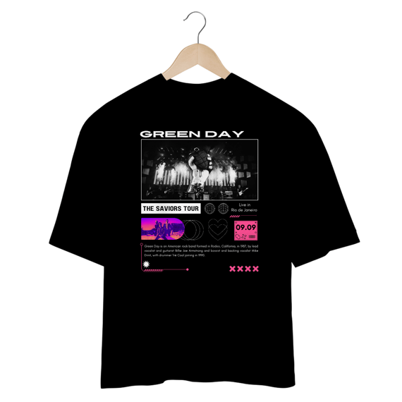 Camiseta Oversized Green Day Live in Rio de Janeiro 09.09