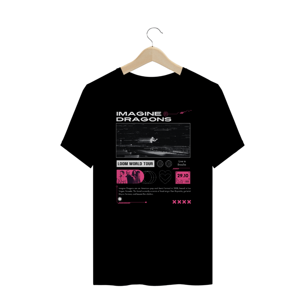 Nome do produto: Camiseta Plus Size Imagine Dragons Brasília 29.10