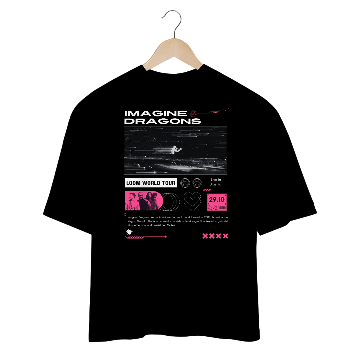 Nome do produto: Camiseta Oversized Imagine Dragons Brasília 29.10