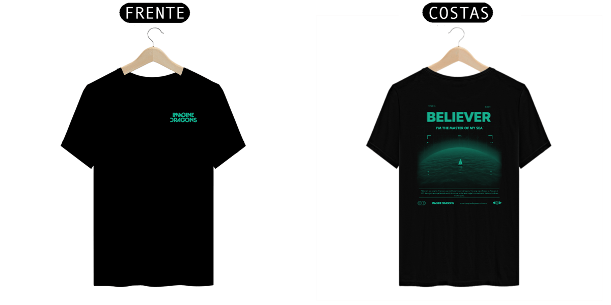 Nome do produto: Camiseta Imagine Dragons Believer #2 (Estampa Frente e Costas)