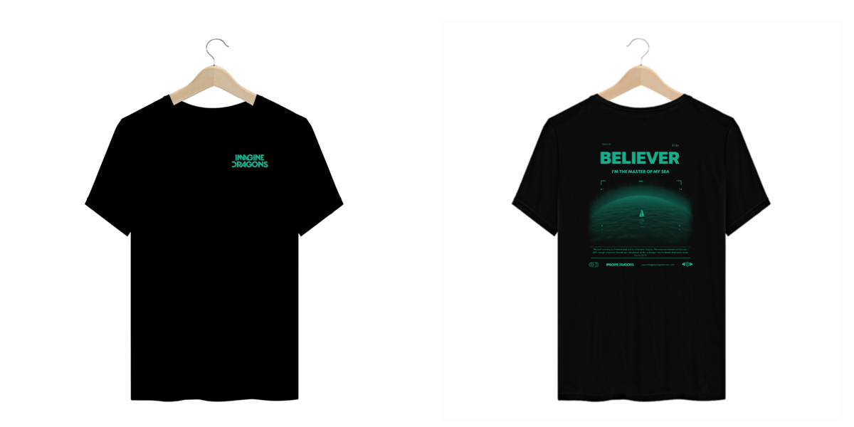Nome do produto: Camiseta Plus Size Imagine Dragons Believer #2 (Estampa Frente e Costas)