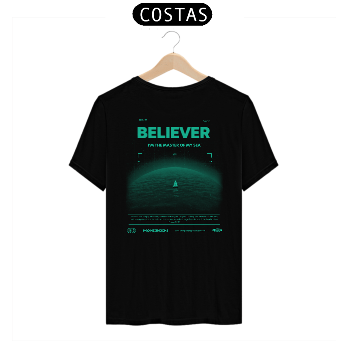 Nome do produto: Camiseta Imagine Dragons Believer #2 (Estampa nas Costas)