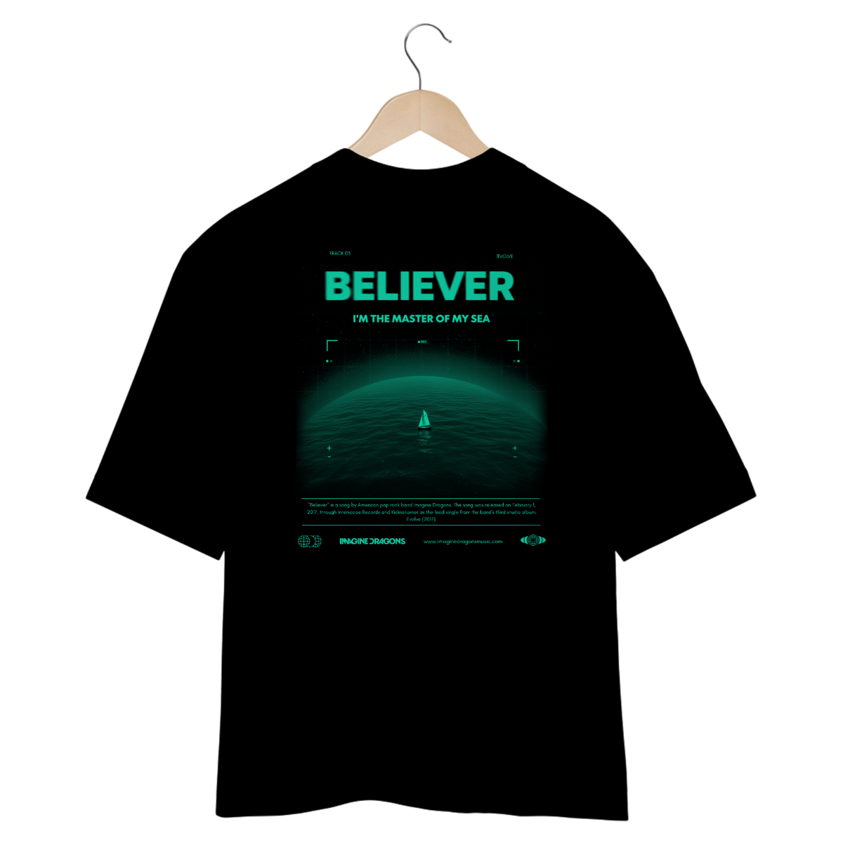 Nome do produto: Camiseta Oversized Imagine Dragons Believer #2 (Estampa nas Costas)