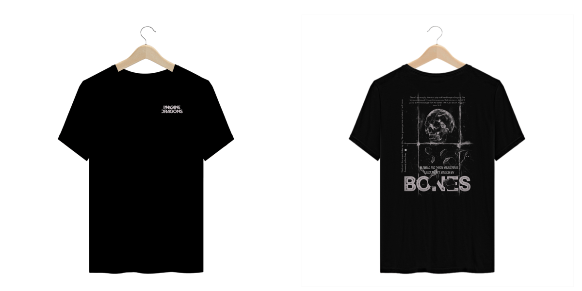 Nome do produto: Camiseta Plus Size Imagine Dragons Bones #2 (Estampa Frente e Costas)