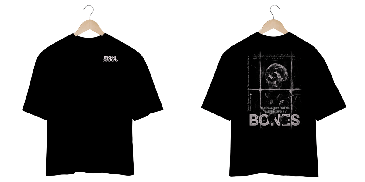 Nome do produto: Camiseta Oversized Imagine Dragons Bones #2 (Estampa Frente e Costas)