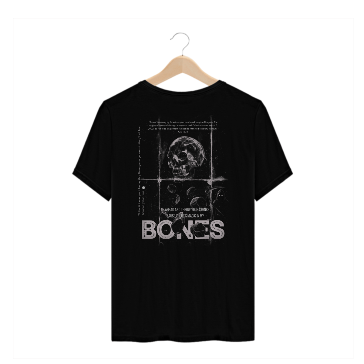 Nome do produto: Camiseta Plus Size Imagine Dragons Bones #2 (Estampa nas Costas)